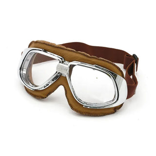 BANDIT CLASSIC BROWN MOTORCYCLE GLASSES WITH TRANSPARENT LENS 